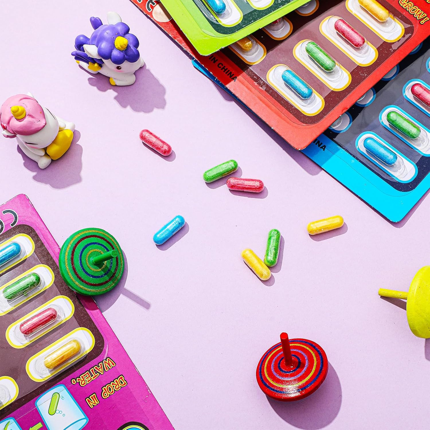 Gejoy 8 Pieces Water Capsules Water Animals Dinosaur Unicorn Sea Creature Party Cognition Sponge Pills Bath Expanding Foam Animal Capsules